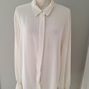 Wheaton & Katz Semi-Sheer Bell Sleeve Vintage Blouse Size Large